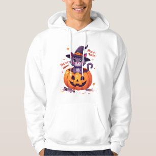 Happy Meow-a-ween - Cute Cat Witch Pumpkin - Hallo Hoodie