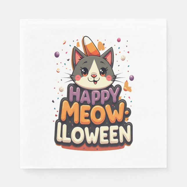 Happy Meow-lloween Cat Napkin (Front)