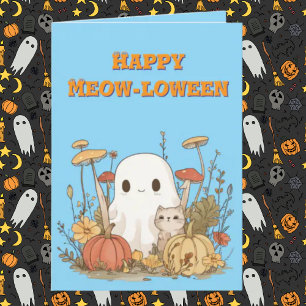 Happy Meow Loween Cat Ghost photo Halloween cards