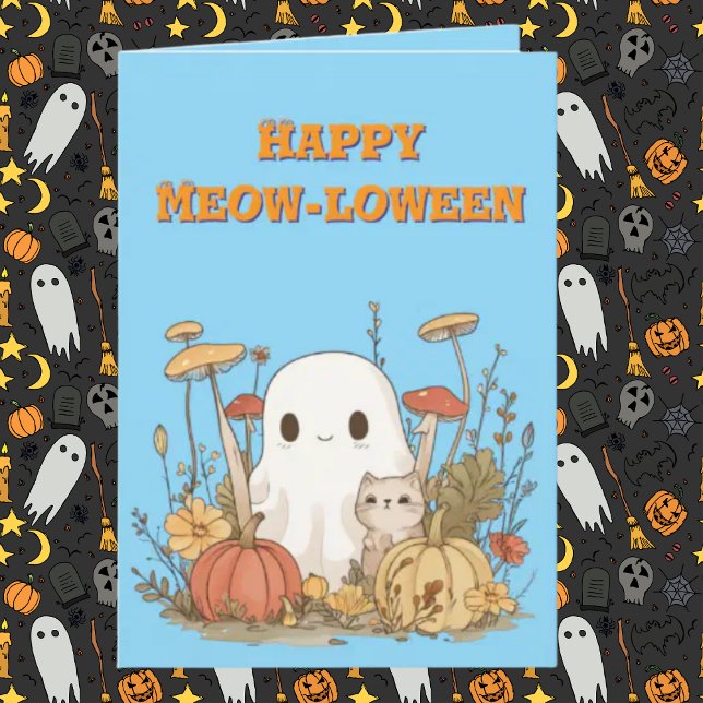 Happy Meow Loween Cat Ghost photo Halloween cards (Creator Uploaded)