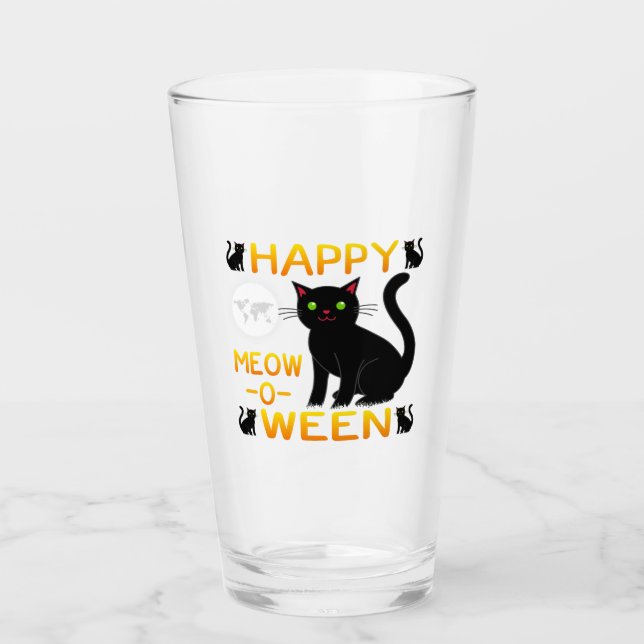 Happy Meow-O-Ween – Black Cats Glass (Front)