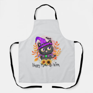 Happy Meow-o-ween -Black Witch Cat Apron