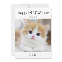 Happy MEOW Year 2025 Cute cat Holiday card