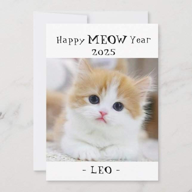 Happy MEOW Year 2025 Cute cat Holiday card (Front)