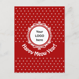 'Happy Meow Year' Cat Business Christmas Holiday  Postcard
