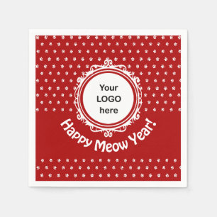 'Happy Meow Year' Cat Business Paper Napkin