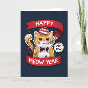 Happy Meow Year - Chat Happy New Year  Holiday Card