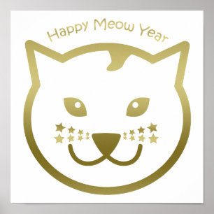 Happy Meow Year - Custom background color Poster