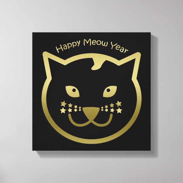 Happy Meow Year - Custom background colour Canvas Print (Front)
