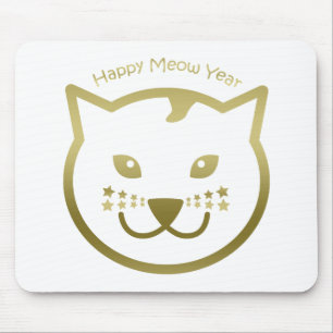 Happy Meow Year - Custom background colour Mouse Mat