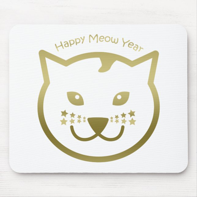 Happy Meow Year - Custom background colour Mouse Mat (Front)
