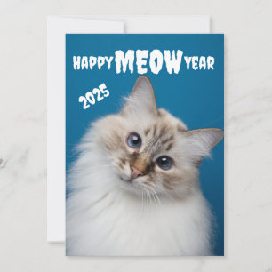 Happy MEOW Year  Cute cat Holiday card