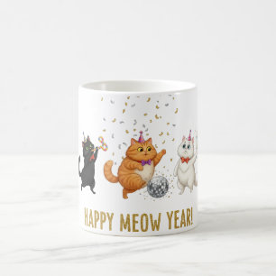 Happy Meow Year Party Cats New Year's Mug