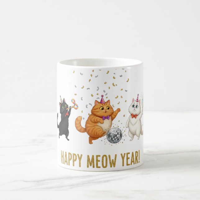 Happy Meow Year Party Cats New Year's Mug (Center)