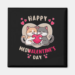 Happy Meowalentine's Day Single Girls Love Cat Hol Magnet