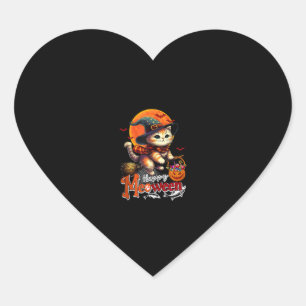 Happy Meoween Halloween Cat Cosplay Witch Costume Heart Sticker