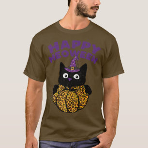 Happy Meoween Witch Cats Cute Halloween Leopard An T-Shirt