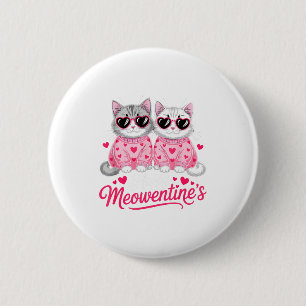 Happy Meowentine’s Cute Romantic Cats Couple Valen 6 Cm Round Badge