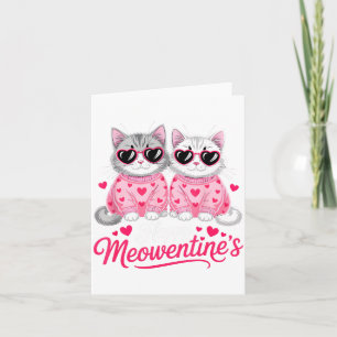 Happy Meowentine’s Cute Romantic Cats Couple Valen Card