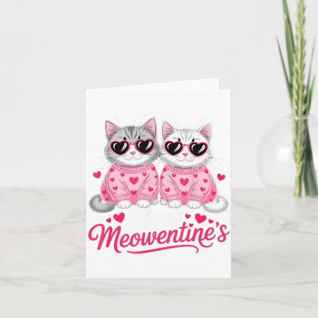 Happy Meowentine’s Cute Romantic Cats Couple Valen Card (Front)