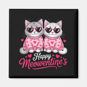 Happy Meowentine’s Cute Romantic Cats Couple Valen Magnet