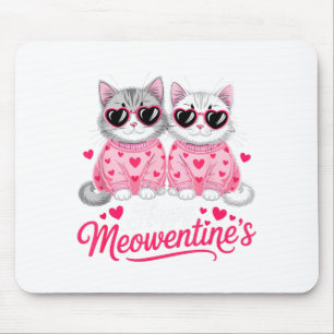 Happy Meowentine’s Cute Romantic Cats Couple Valen Mouse Mat