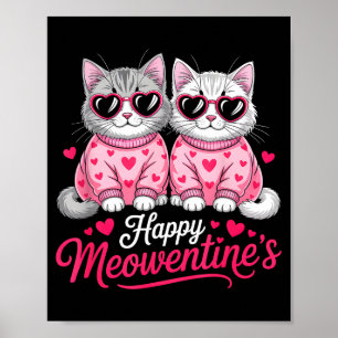 Happy Meowentine’s Cute Romantic Cats Couple Valen Poster
