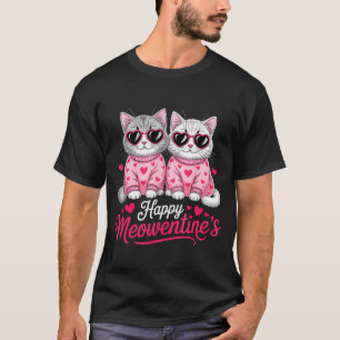 Happy Meowentine’s Cute Romantic Cats Couple Valen T-Shirt