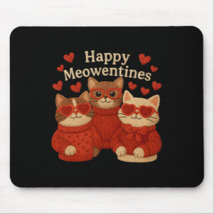 Happy Meowentines Cat Yarn Crochet Coquette Cute V Mouse Mat