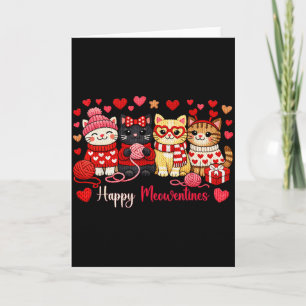 Happy Meowentines Cute Cat Valentine Love Crochet Card
