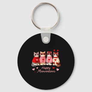Happy Meowentines Cute Cat Valentine Love Crochet Key Ring