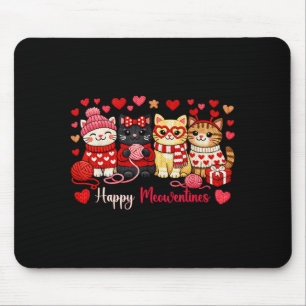 Happy Meowentines Cute Cat Valentine Love Crochet  Mouse Mat