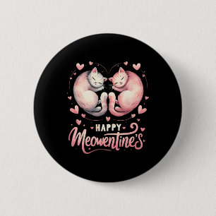 Happy Meowentine's Cute Valentine Cat Lover Couple 6 Cm Round Badge