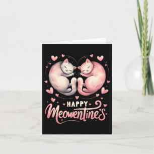 Happy Meowentine's Cute Valentine Cat Lover Couple Card