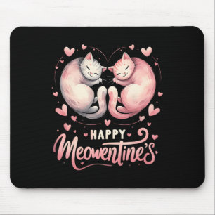 Happy Meowentine's Cute Valentine Cat Lover Couple Mouse Mat