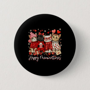 Happy Meowentines Cute Valentine Cat Lovers Girls 6 Cm Round Badge