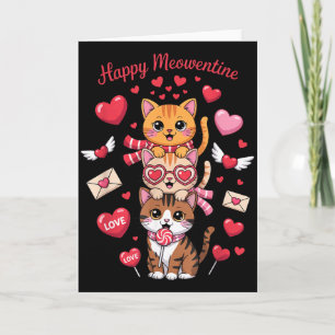 Happy Meowentines Cute Valentine Cat Lovers Girls Card