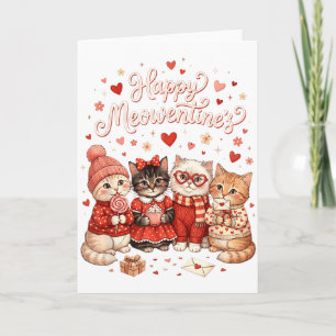 Happy Meowentines Cute Valentine Cat Lovers Girls  Card