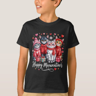 Happy Meowentines Cute Valentine Cat Lovers Girls T-Shirt
