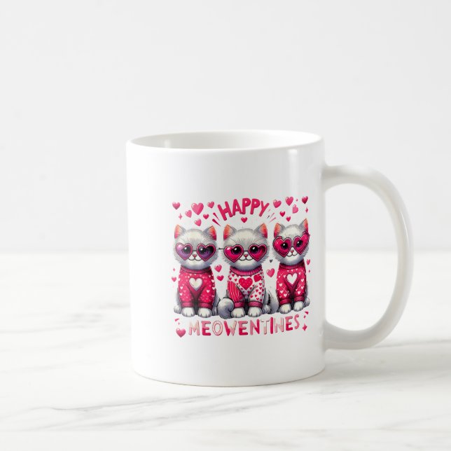 Happy Meowentines Cute Valentine Cats Love Cat Mem Coffee Mug (Right)