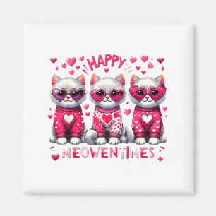 Happy Meowentines Cute Valentine Cats Love Cat Mem Magnet