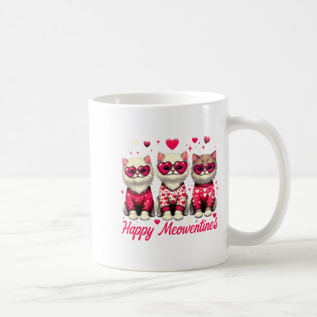 Happy Meowentines Cute Valentine Cats Love Funny C Coffee Mug (Right)