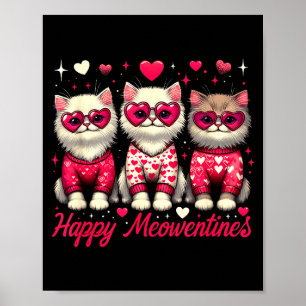 Happy Meowentines Cute Valentine Cats Love Funny C Poster