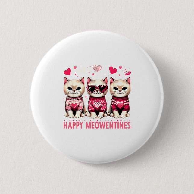 Happy Meowentines Cute Valentine Cats Love Funny M 6 Cm Round Badge (Front)