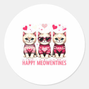 Happy Meowentines Cute Valentine Cats Love Funny M Classic Round Sticker
