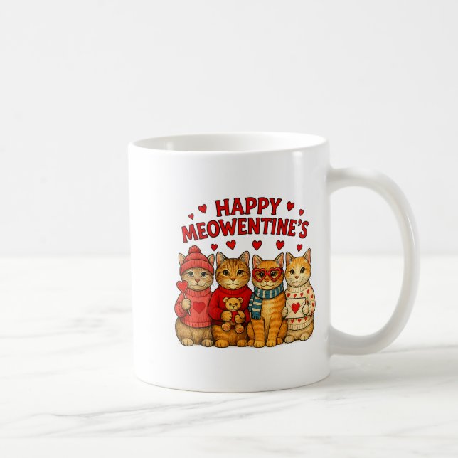 Happy Meowentines Cute Valentine Cats Love Men Wom Coffee Mug (Right)