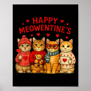 Happy Meowentines Cute Valentine Cats Love Men Wom Poster