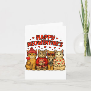 Happy Meowentines Cute Valentine Cats Love Women M Card