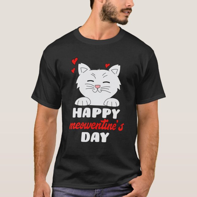 Happy Meowentines Day Cute Cat Lover Women Valenti T-Shirt (Front)