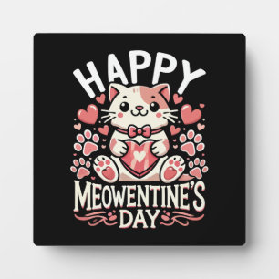Happy Meowentine's Day - Cute Cat Valentine's Day Plaque